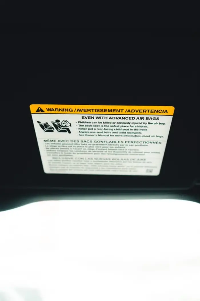 Etiqueta de advertencia de seguridad del sistema de airbag